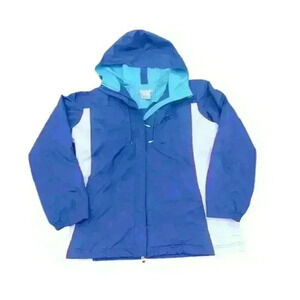 Vintage Nike Windbreaker Womens Size Medium Blue White Color Block Y2K Full Zip